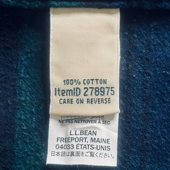 L.L. Bean Flannel Shirt Woman's 2X Plus Scotch Plaid Black Watch Blue/Green Used - Picture 8 of 12
